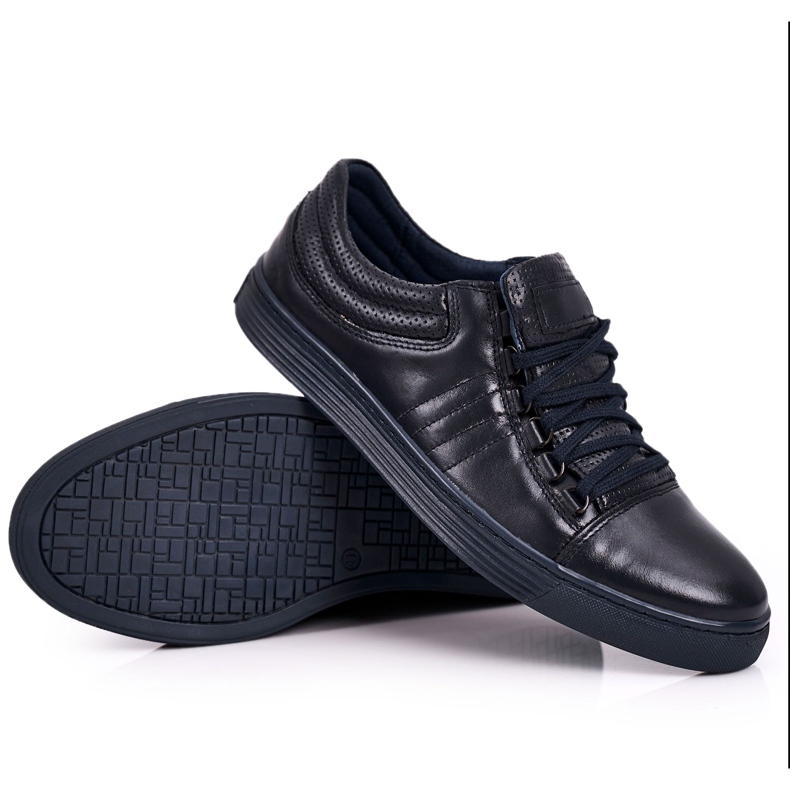 Bednarek Polish Shoes Pánské kožené boty Tenisky Bednarek Navy Blue modrý