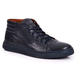 Bednarek Polish Shoes Pánské kožené boty Tenisky Bednarek Navy Blue námořnická modř