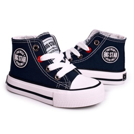 Dětské vysoké tenisky se zipem Big Star HH374085 Navy Blue modrý černý