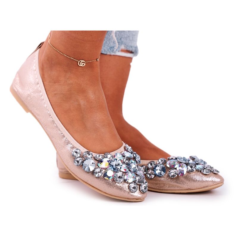 SEA Dámské balerínky se zlatými křišťálovými kameny
