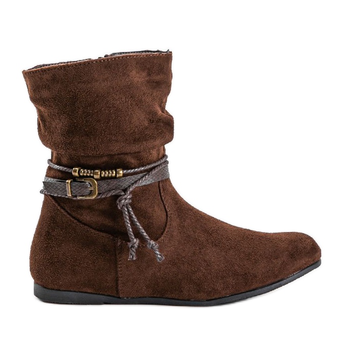 Hnědé semišové dámské boty DH28 hnědý