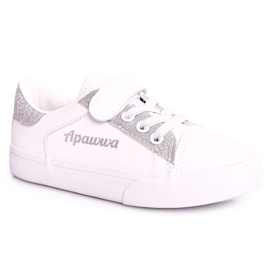 Apawwa Dětské tenisky s brokátovou bílou a stříbrnou Camilou bílý