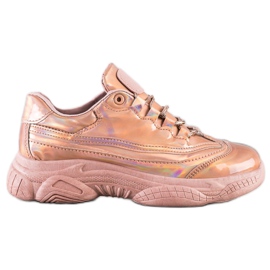 Ideal Shoes Tenisky s efektem Holo růžový Ideal Shoes Tenisky s efektem Holo růžový