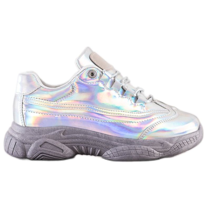 Ideal Shoes Tenisky s efektem Holo stříbrný