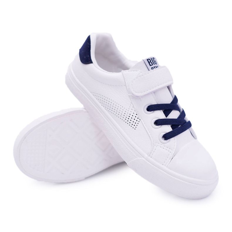 Dětské tenisky se suchým zipem Big Star DD374107 White-Navy Blue bílý námořnická modrá