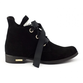 Olivier Černé boty Flora se stuhou černý