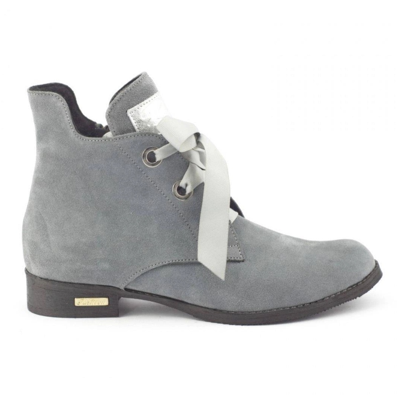 Olivier Flora šedé kozačky se stuhou šedá