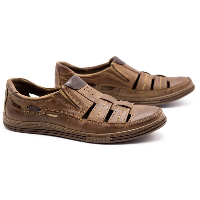 Polbut Pánská prolamovaná obuv 06 pro letní hnědou hnědý