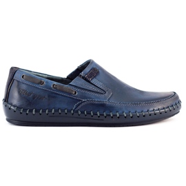 Polbut Pánské boty mokasíny J68 navy blue námořnická modř