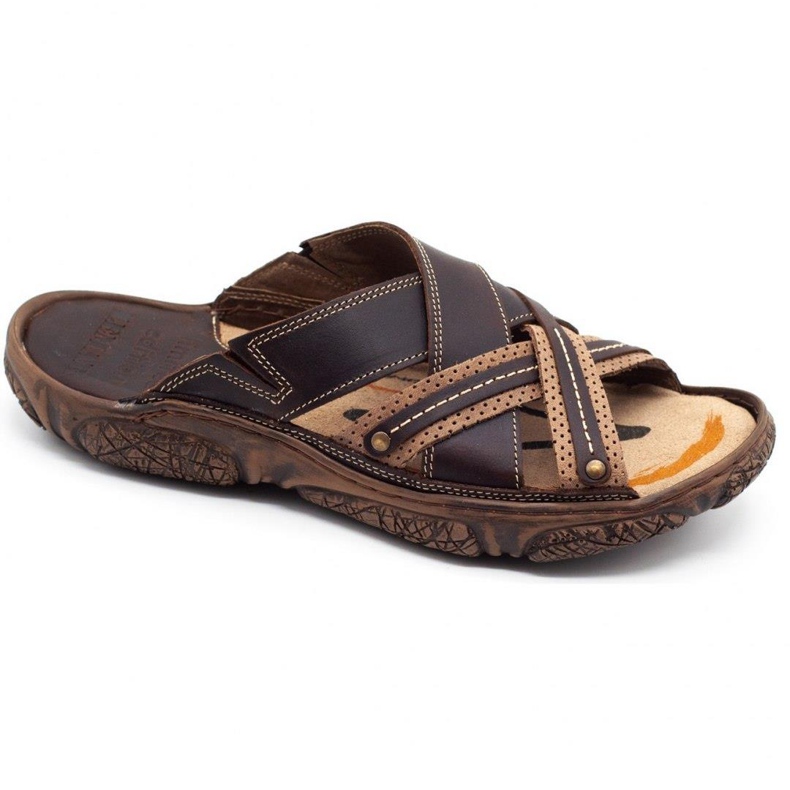 Lemar Pánské kožené pantofle 1654 hnědé hnědý