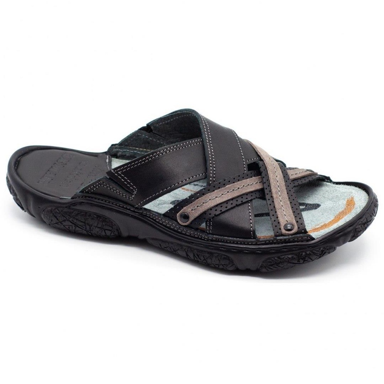 Lemar Pánské kožené pantofle 1654 černé černá