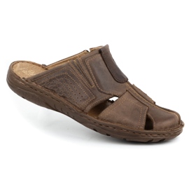 Polbut Pánské kožené pantofle 312 hnědé hnědý