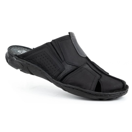 Polbut Pánské kožené pantofle 312 černé černá