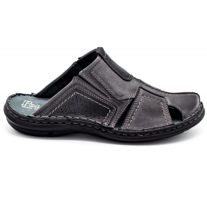 Polbut Pánské kožené pantofle 312 šedé šedá