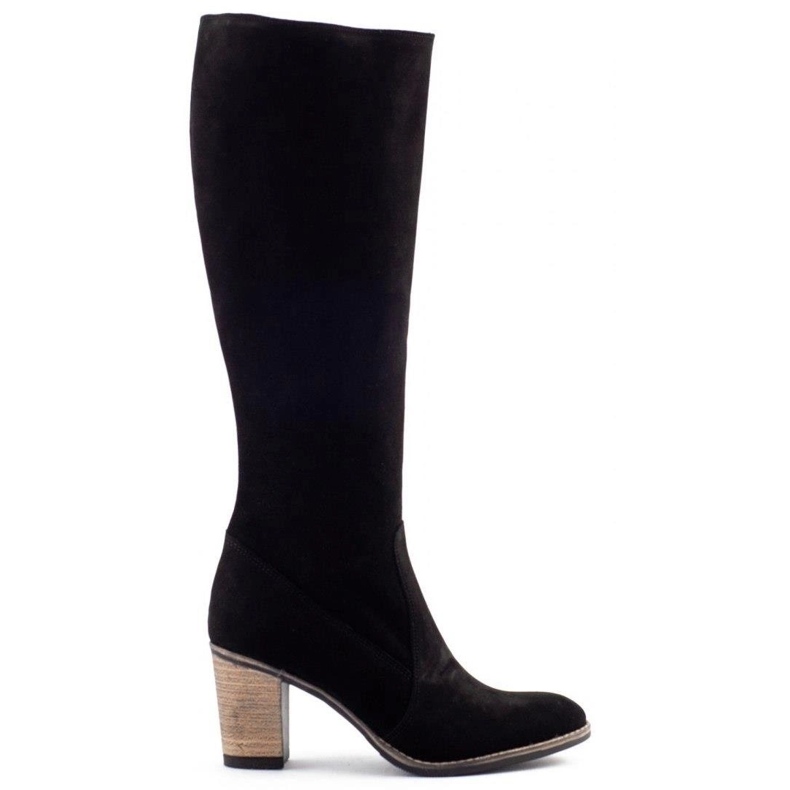 Olivier Černé dámské zateplené kozačky na sloupku černá Olivier Černé dámské zateplené kozačky na sloupku černá