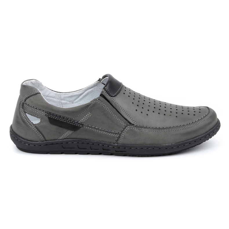 Olivier Šedé pánské kožené mokasíny na léto 602 šedá