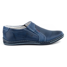 Polbut Pánské kožené boty 334 navy blue modrý