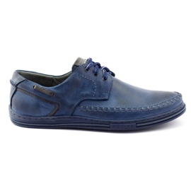 Polbut Kožené pánské boty J44PŁ Navy blue námořnická modř