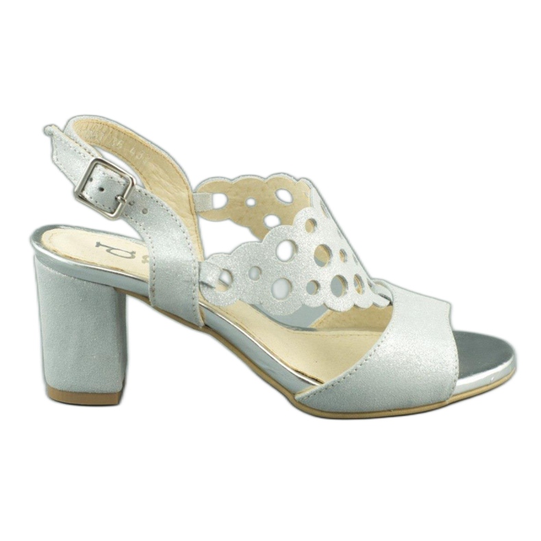 Dolce Pietro Dámské semišové sandály na sloupku 2083 v bílé a stříbrné barvě bílý stříbrný vícebarevný