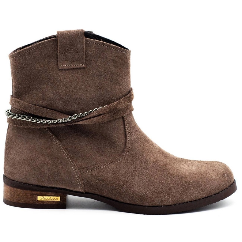 Olivier Dámské zateplené kozačky s řetízkem Luna béžové béžový Olivier Dámské zateplené kozačky s řetízkem Luna béžové béžový