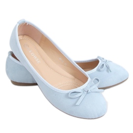 Modré semišové balerínky 9F116 L.BLUE modrý