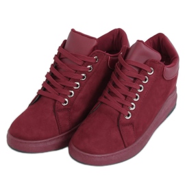 Tenisky na skrytém klínovém podpatku M329 Wine Red červený