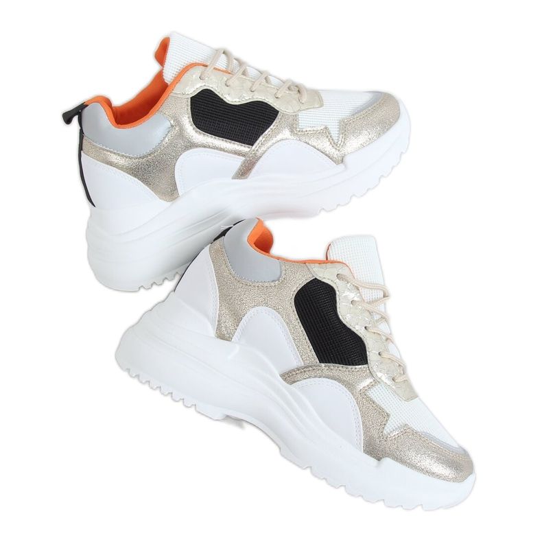 Bílé a zlaté klínové sportovní boty 3171 Gold bílý zlatý