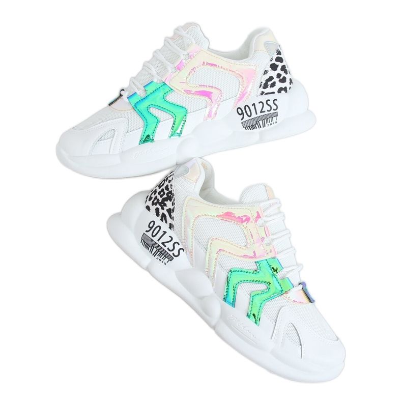 Bílé sportovní boty B0-233 žluté bílý vícebarevný