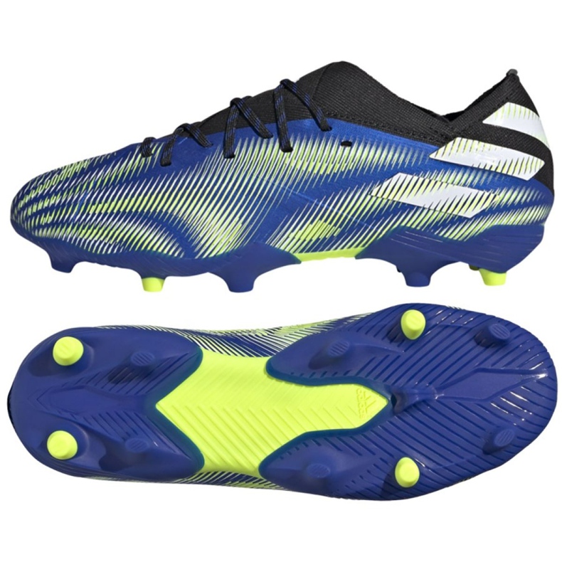 Kopačky Adidas Nemeziz.1 Fg Jr FY0816 bílá, černá, modrá, žlutá modrý