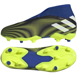 Kopačky Adidas Nemeziz.3 Ll Fg Jr FY0819 bílá, černá, modrá, žlutá černá
