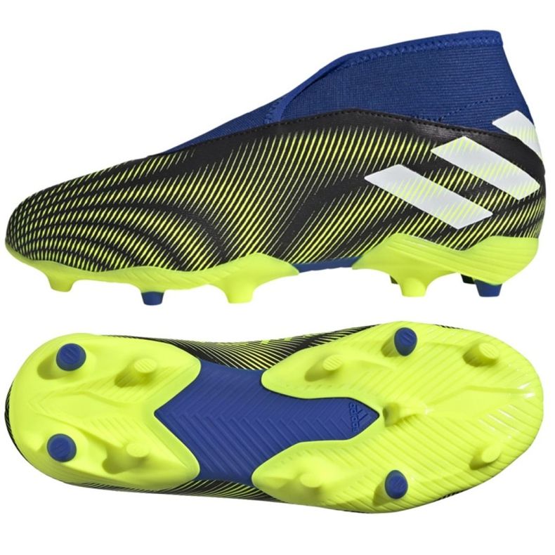 Kopačky Adidas Nemeziz.3 Ll Fg Jr FY0819 bílá, černá, modrá, žlutá černá