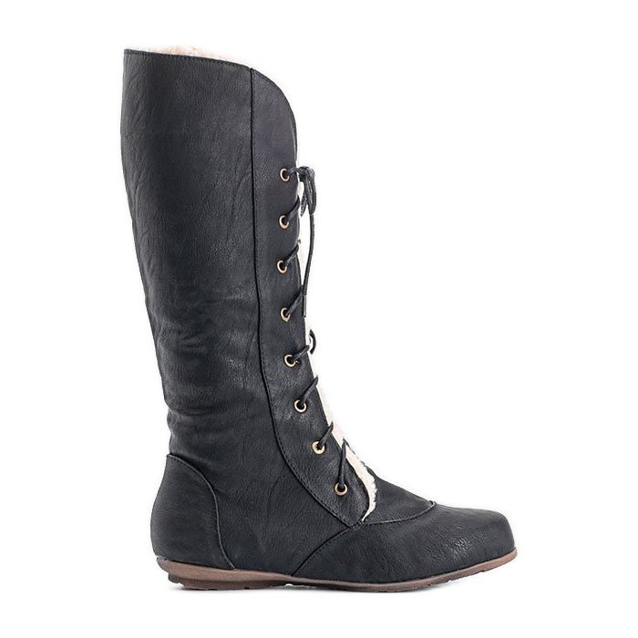 Černé zateplené ploché kozačky 3011-31 černá