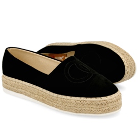 PS1 Dámské espadrilky na slaměné platformě černé Febi černý