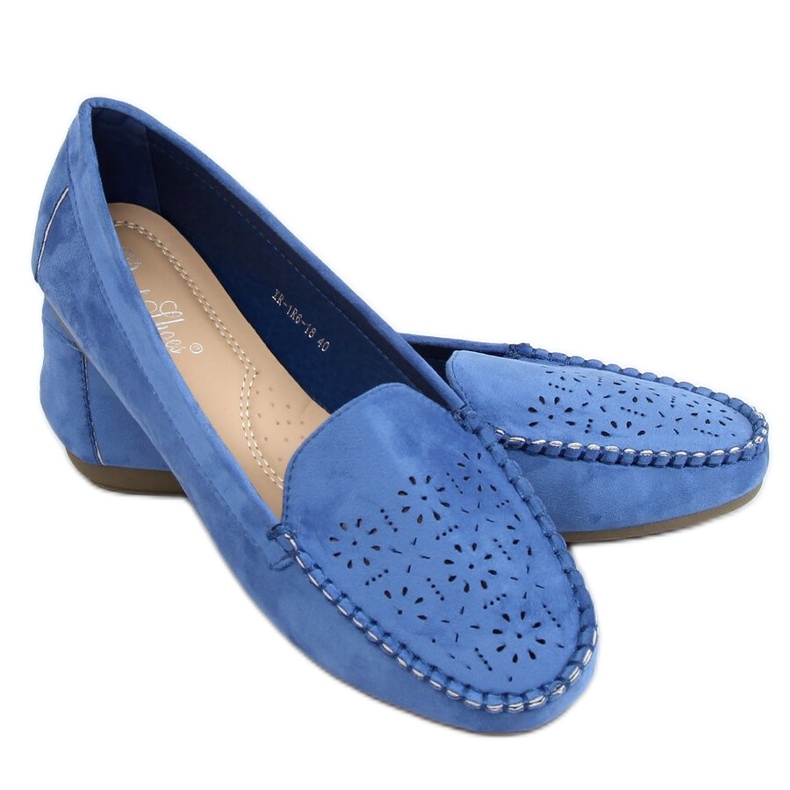 Modré prolamované mokasíny XR-1R6 Blue modrý