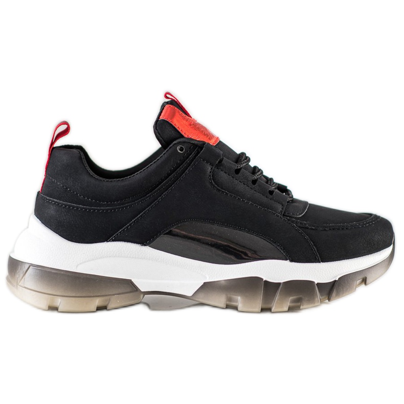 SHELOVET Černé tenisky z eko kůže černá