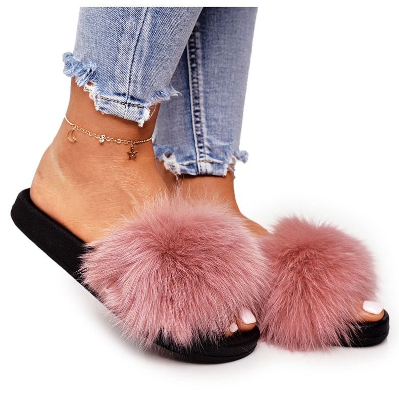 PS1 Dámské pantofle s kožešinou růžové Belmondo růžový