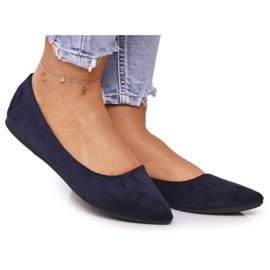 PS1 Delikátní baletka v Spitz Navy Blue Suede Dermeno námořnická modř