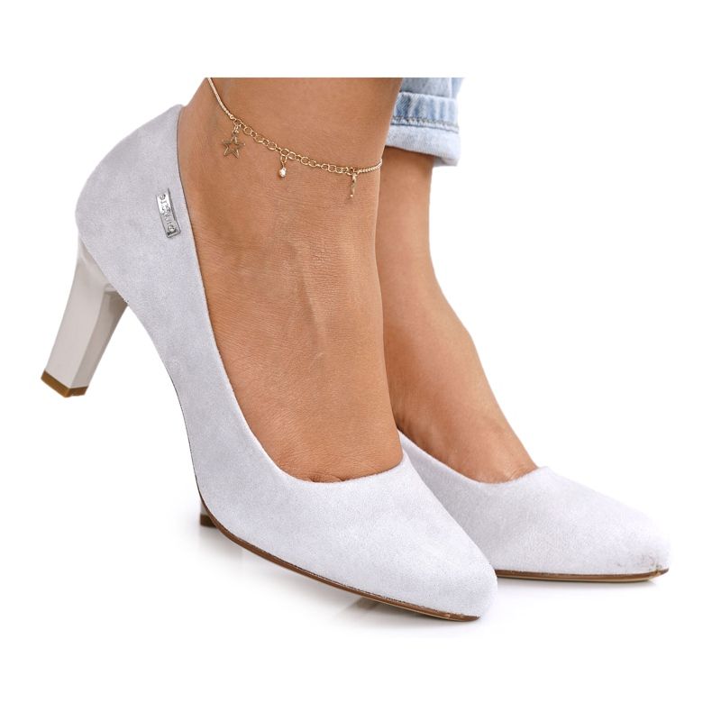 PJ1 Klasické lodičky na semišové šedé Eleanor šedá