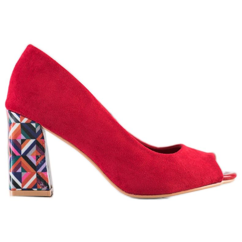 Sabatina Lodičky se vzorovanou patou červené