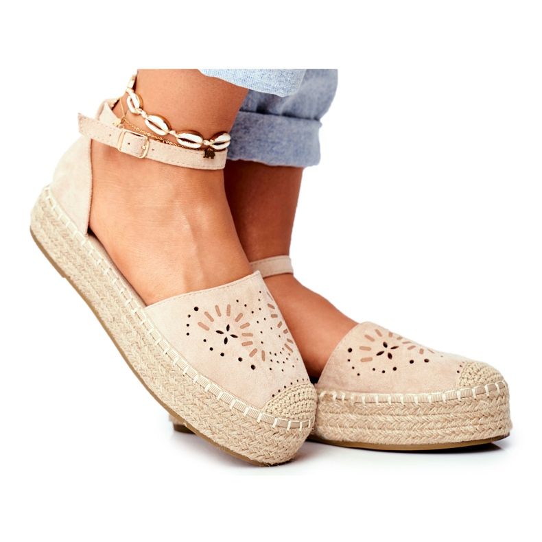 SEA Dámské espadrilky na béžové palermské lněné platformě béžový