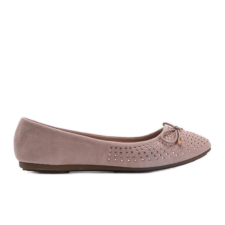 Růžové semišové balerínky se zirkony Larissa růžový