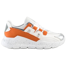 Ideal Shoes Tenisky s oranžovou vložkou bílý pomerančový