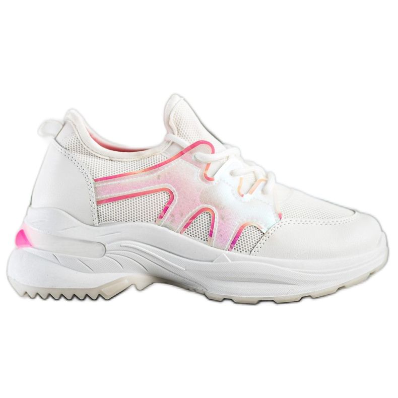 SHELOVET Jarní tenisky s efektem holo bílý