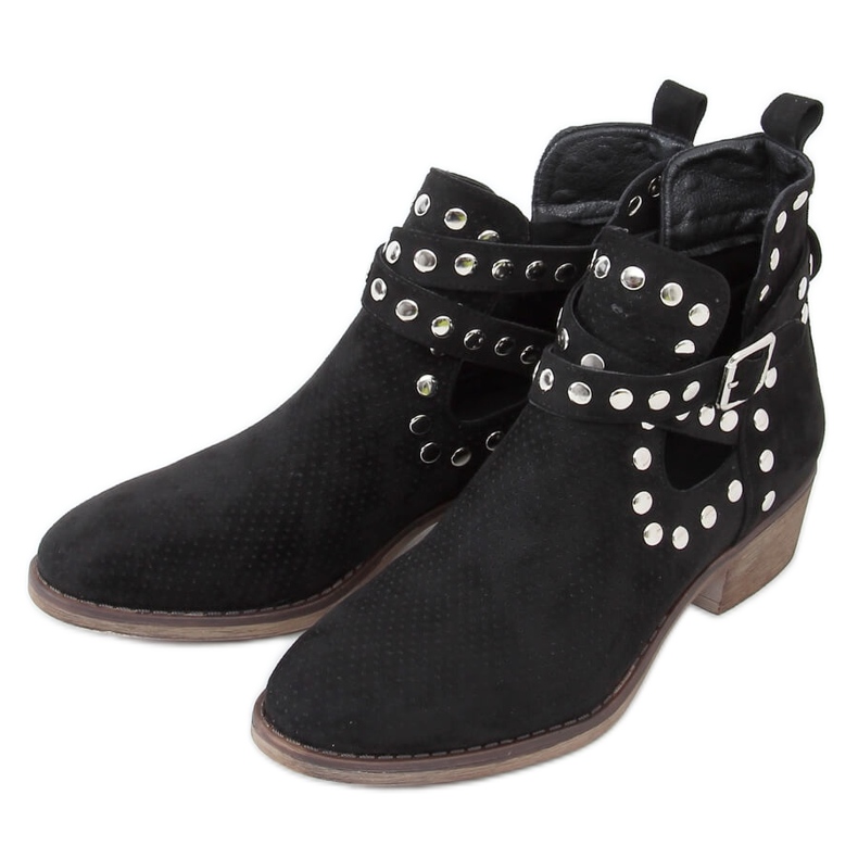 Boty střižené s černými cvočky NS196P Black černá