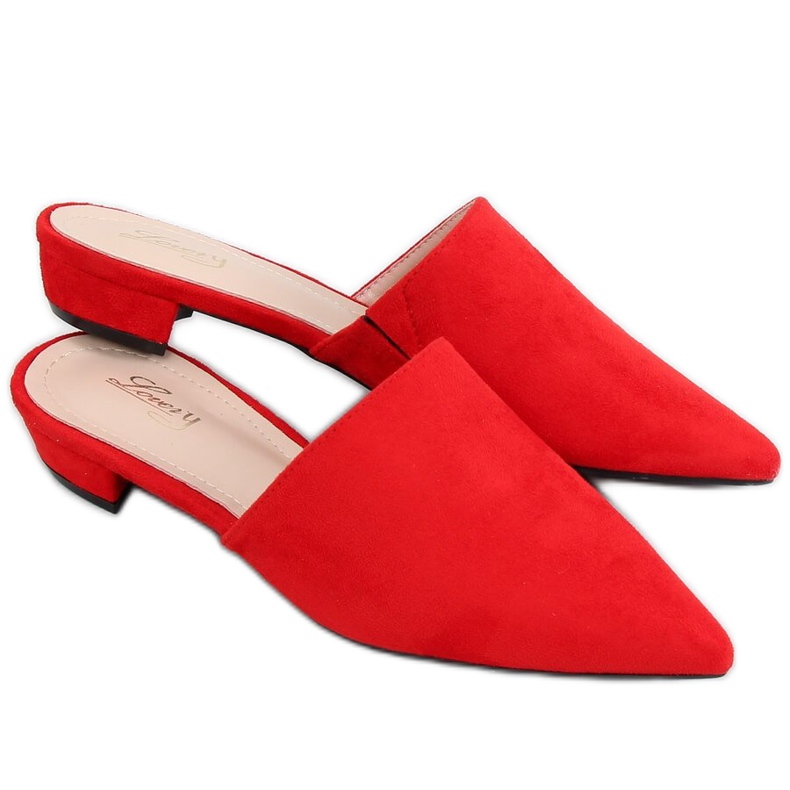 Červené mandlové pantofle MM-799 Červené