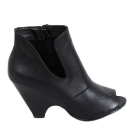 Designové kozačky s otevřenou špičkou černé 9380 Black černý