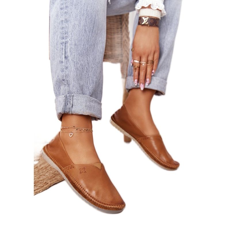 Dámské kožené balerínky Maciejka červená 01930-52 hnědý