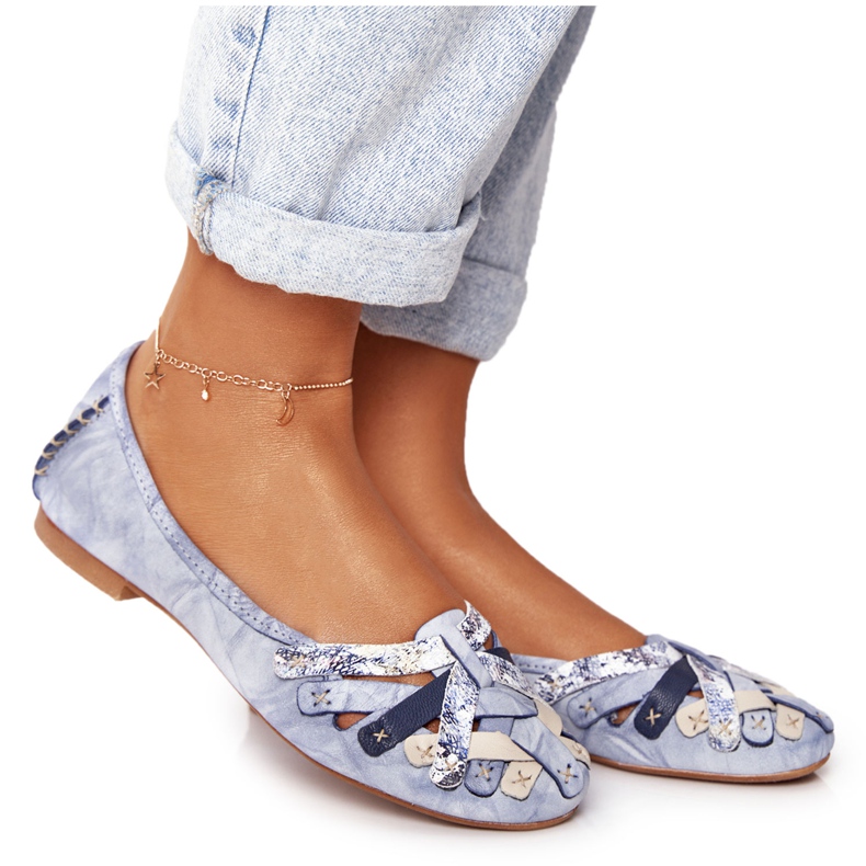 Dámské kožené balerínky Maciejka Blue 01358-45 modrý