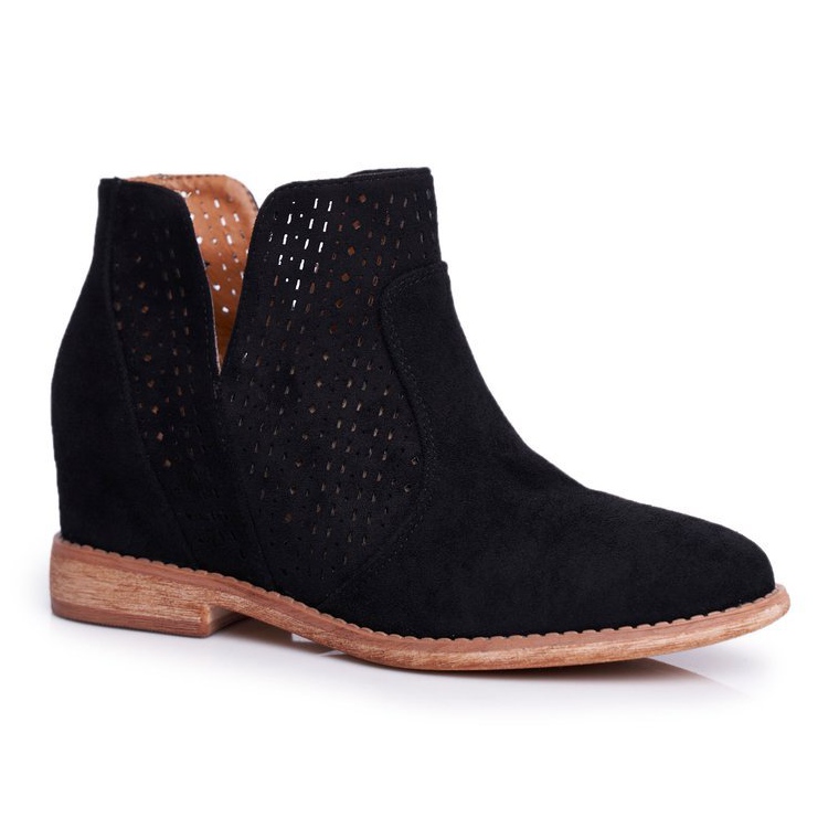 S.Barski Prolamované boty na klínku S. Bararski Black černá