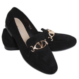Černé Dámské černé mokasíny T395 Black černý